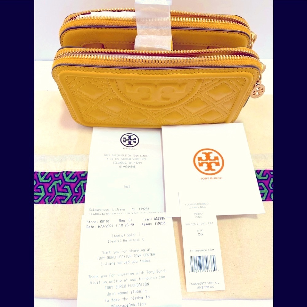 Authentic Tory Burch Fleming Double - Zip Mini bag - Picture 2 of 14